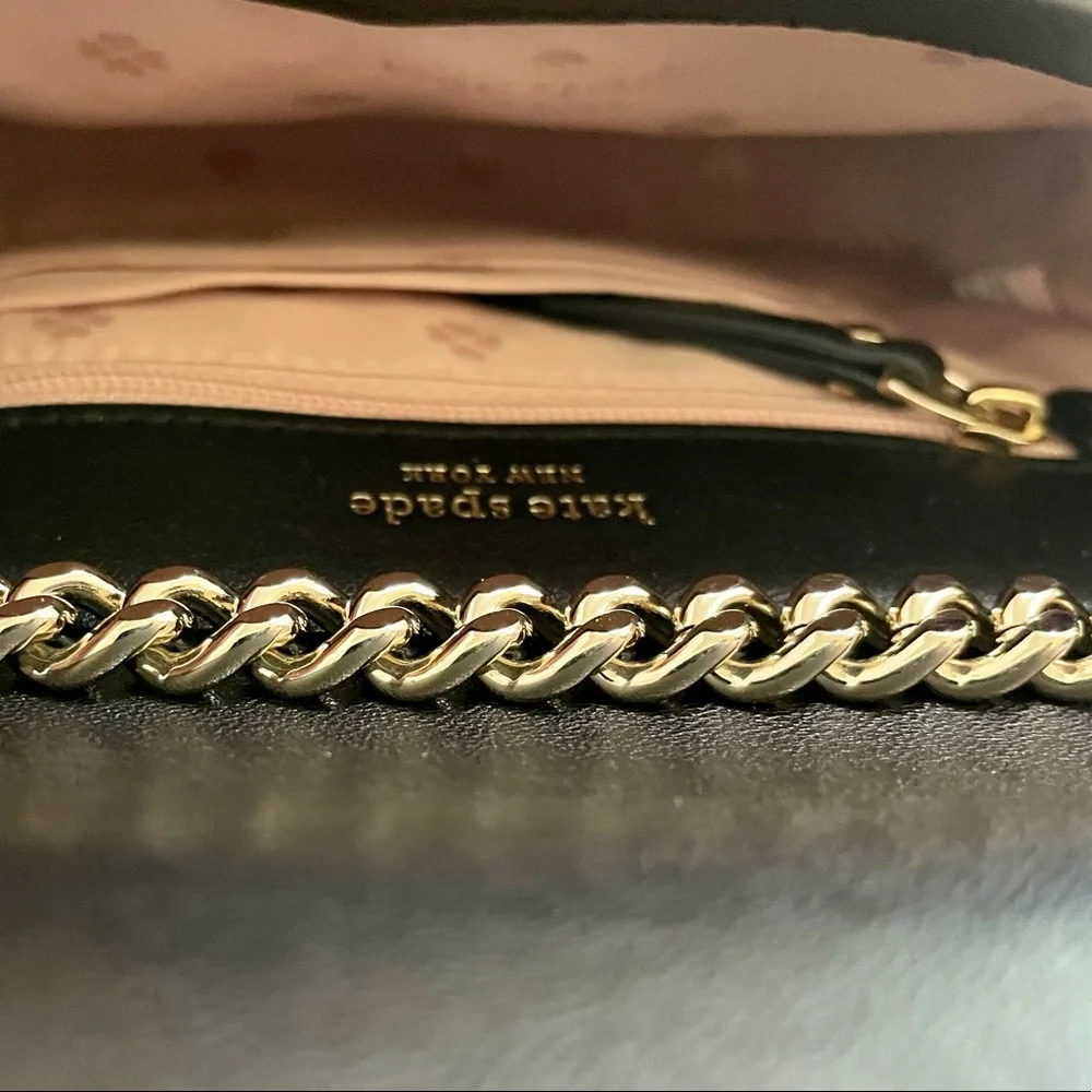 kate spade Black Quilted Leather Mini Crossbody with Gold Hardware